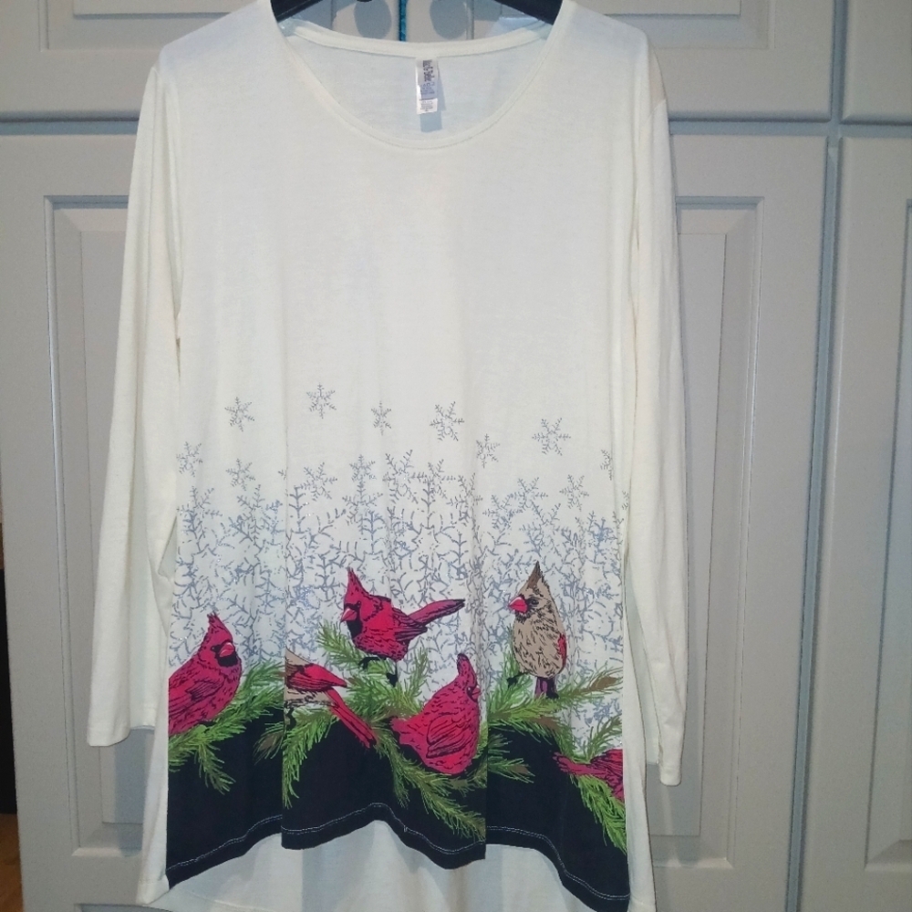 Mac & Belle Round Neck Long Sleeve Cardinal Club Shirt Size: 2X PLUS SIZE NEW - Picture 2 of 9